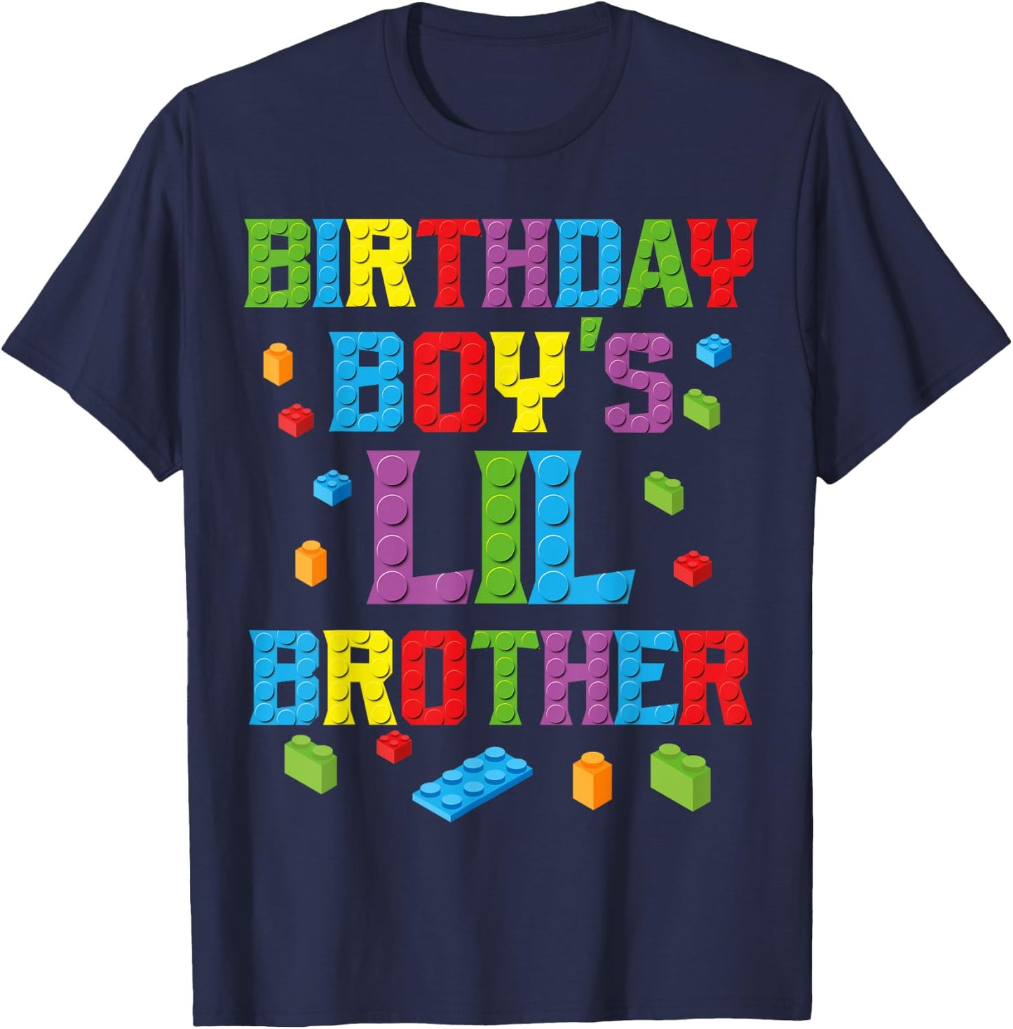 Master Builder Birthday Boy's Lil Brother Building Bricks T-Shirt - T-Shirt | Navy