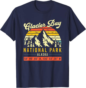 Glacier Bay Vintage Retro Alaska National Park T-Shirt - T-Shirt | Navy