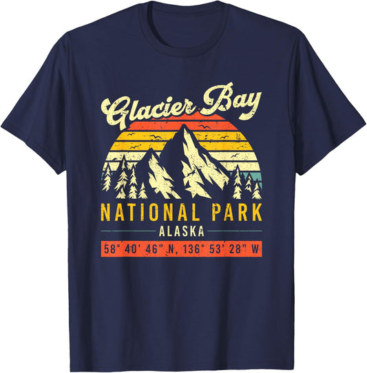 Glacier Bay Vintage Retro Alaska National Park T-Shirt - T-Shirt | Navy