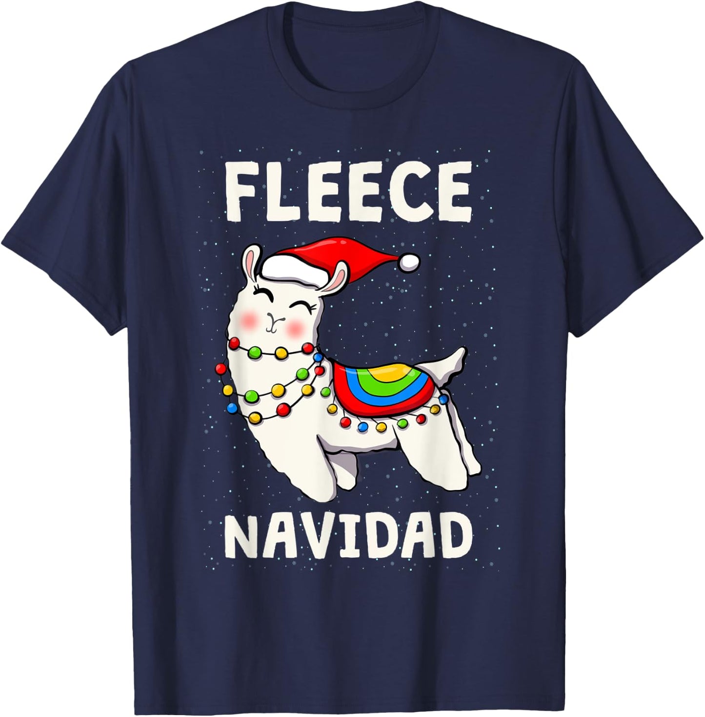 Cute Fleece Navidad Llama Christmas Xmas Men Women Kids T-Shirt - T-Shirt | Navy