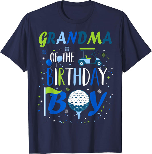 Grandma of The Birthday Boy Hole in One Golf Sport Matching T-Shirt - T-Shirt | Navy