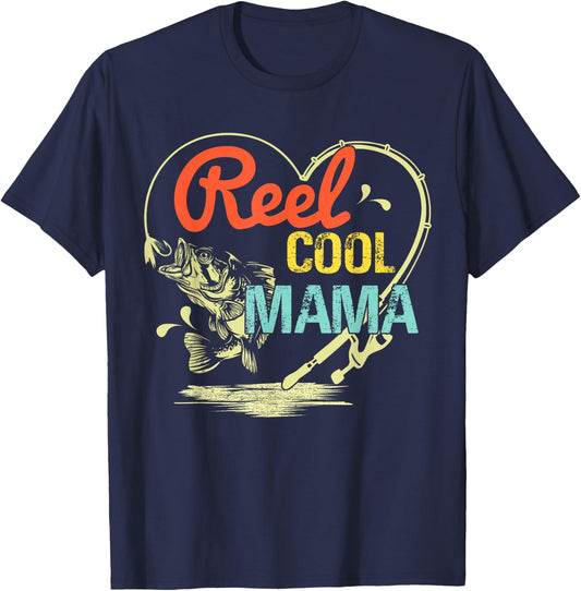 Reel Cool Mama Fishing Mothers Day For T-Shirt - T-Shirt | Navy