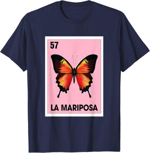 La Mariposa Mexican Bingo Card Game Butterfly Lover Spanish T-Shirt - T-Shirt | Navy