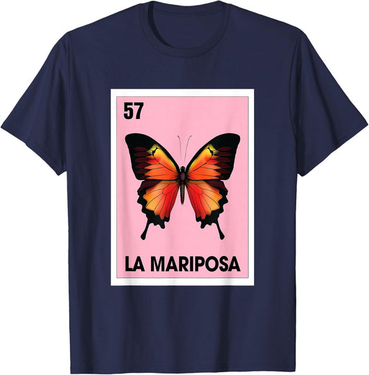 La Mariposa Mexican Bingo Card Game Butterfly Lover Spanish T-Shirt - T-Shirt | Navy