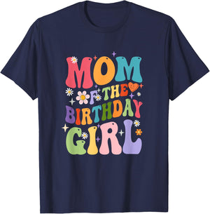 Mom Of The Birthday Girl Groovy Party 1St Birthday Girl T-Shirt - T-Shirt | Navy