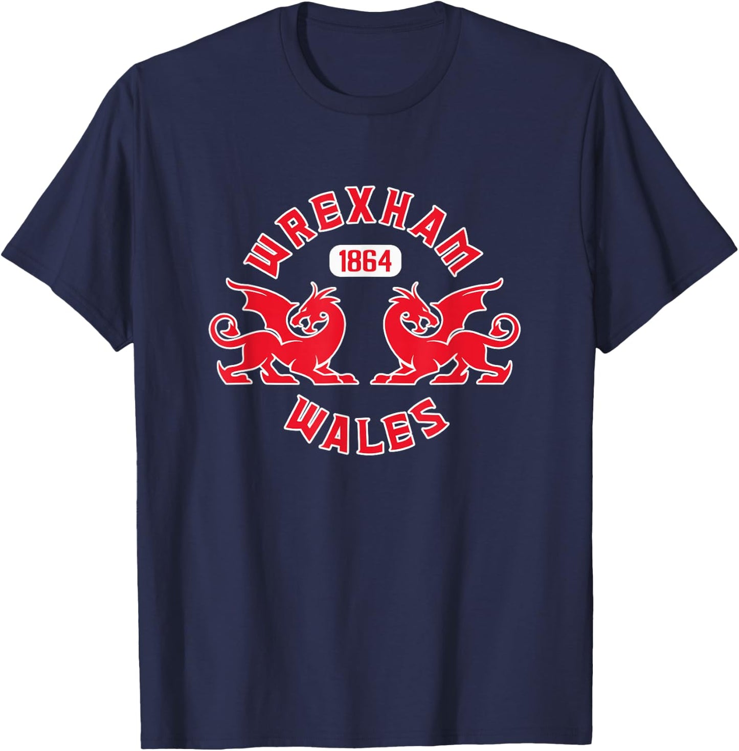 Wrexham Wales 1864 Twin Dragons T-Shirt - T-Shirt | Navy