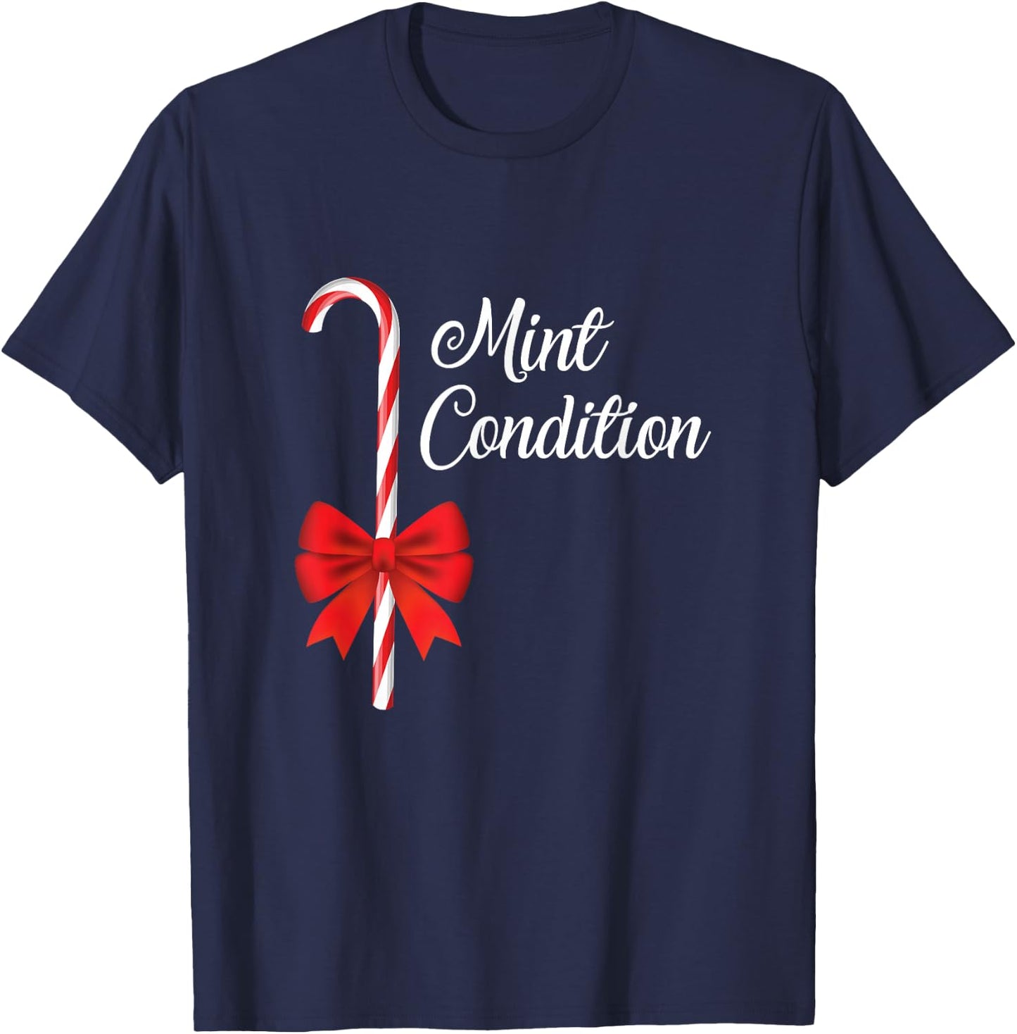 Funny Cute Christmas Teacher Mint Condition Candy Cane Party T-Shirt - T-Shirt | Navy