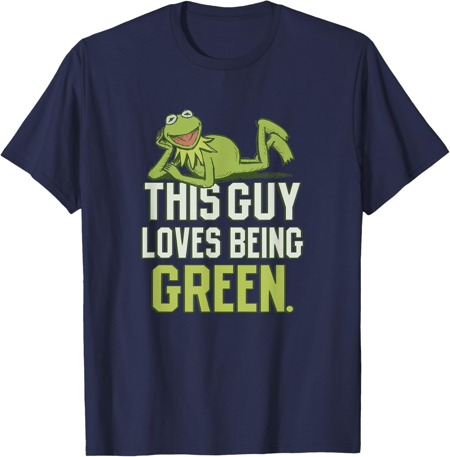 Disney The Muppets This Guy Loves Being Green Retro Kermit T-Shirt - T-Shirt | Navy