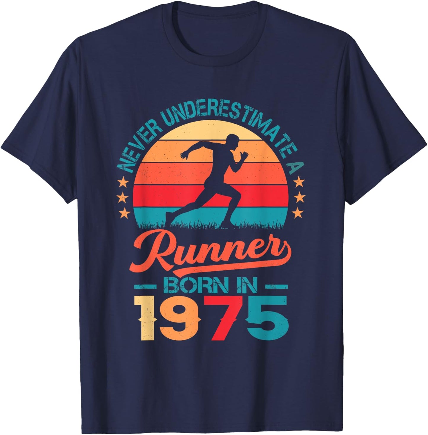 Runner born in 1975 50th Birthday Running 50 Years Old T-Shirt - T-Shirt | Navy