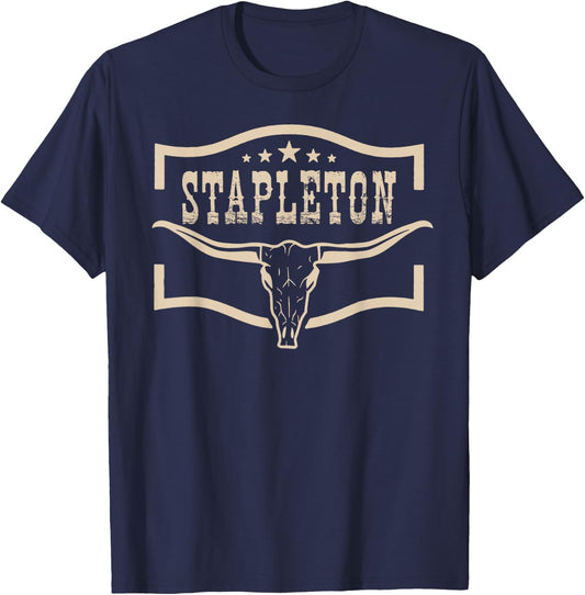 Vintage StapIeton Name Personalized 80s 90s Retro Style T-Shirt - T-Shirt | Navy