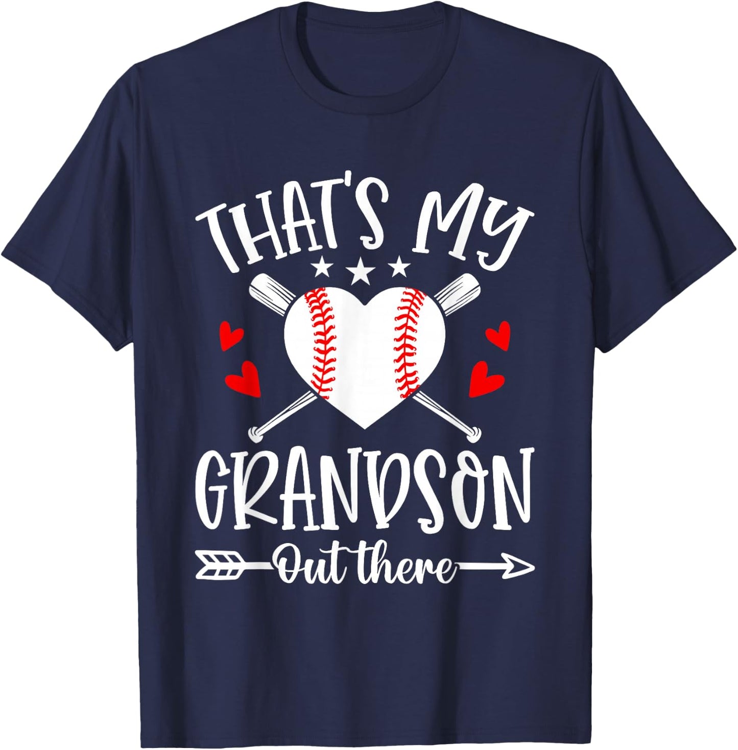 That's My Grandson Out There Baseball Grandma T-Shirt - T-Shirt | Navy