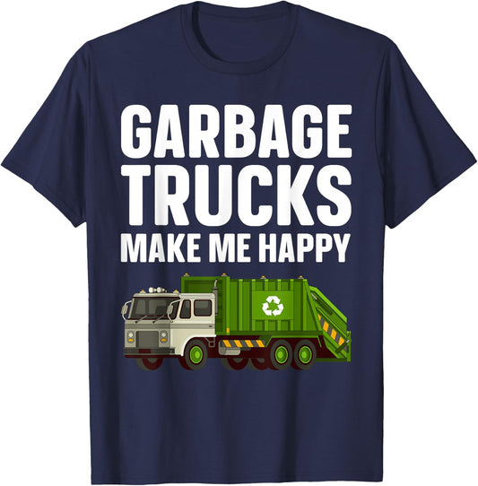 Funny Garbage Truck Art For Toddler Boys Dump Garbage Trucks T-Shirt - T-Shirt | Navy