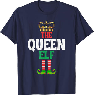 The Queen Elf - Funny Matching Family Group Christmas T-Shirt - T-Shirt | Navy