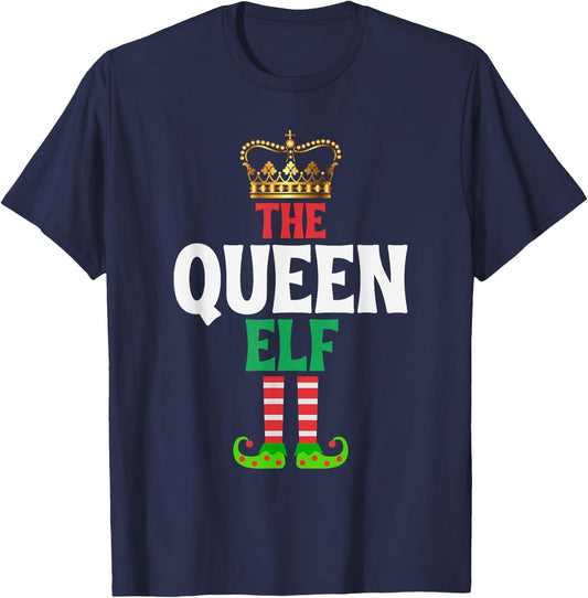 The Queen Elf - Funny Matching Family Group Christmas T-Shirt - T-Shirt | Navy
