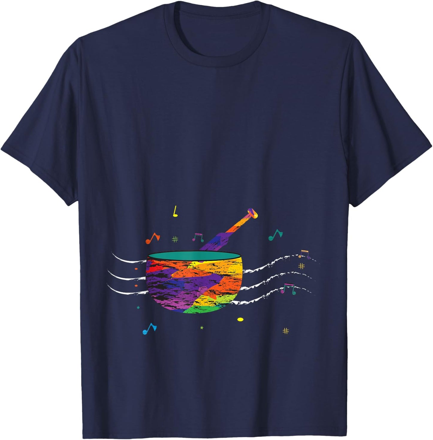 Music Lover, Colorful Singing Bowl, Sound Love, Singing Bowl T-Shirt - T-Shirt | Navy