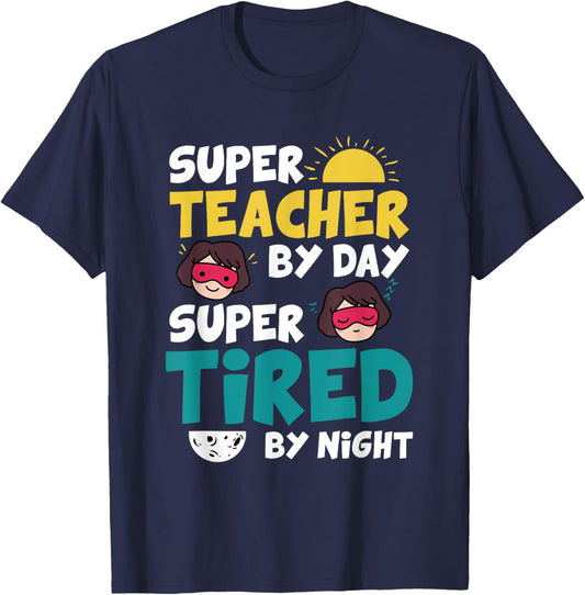 Funny Super Hero Teacher Superheroes T-Shirt - T-Shirt | Navy