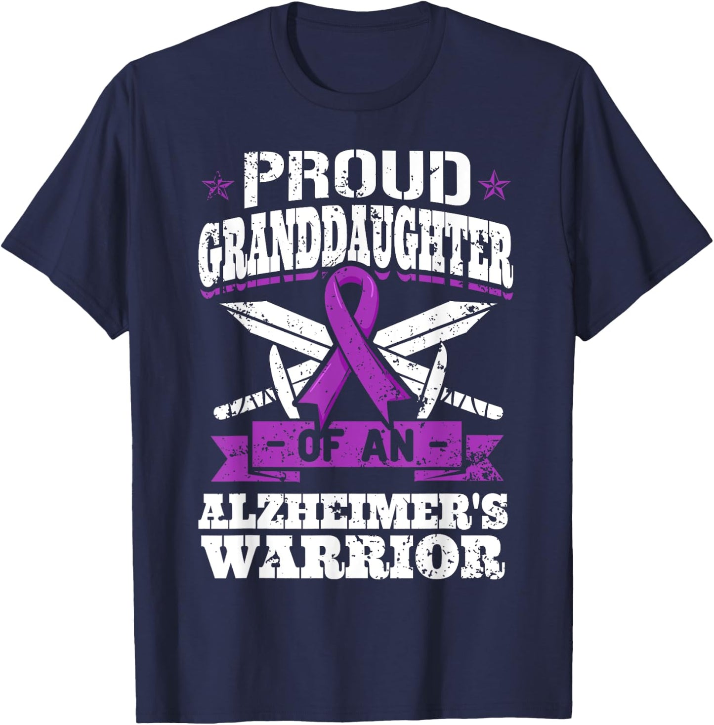 Proud Granddaughter Of An Alzheimer's Warrior Awareness T-Shirt - T-Shirt | Navy