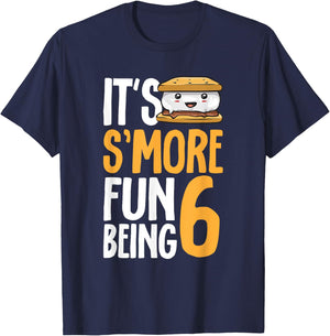 S’more Campfire 6th Birthday Marshmallow Camping Smore T-Shirt - T-Shirt | Navy
