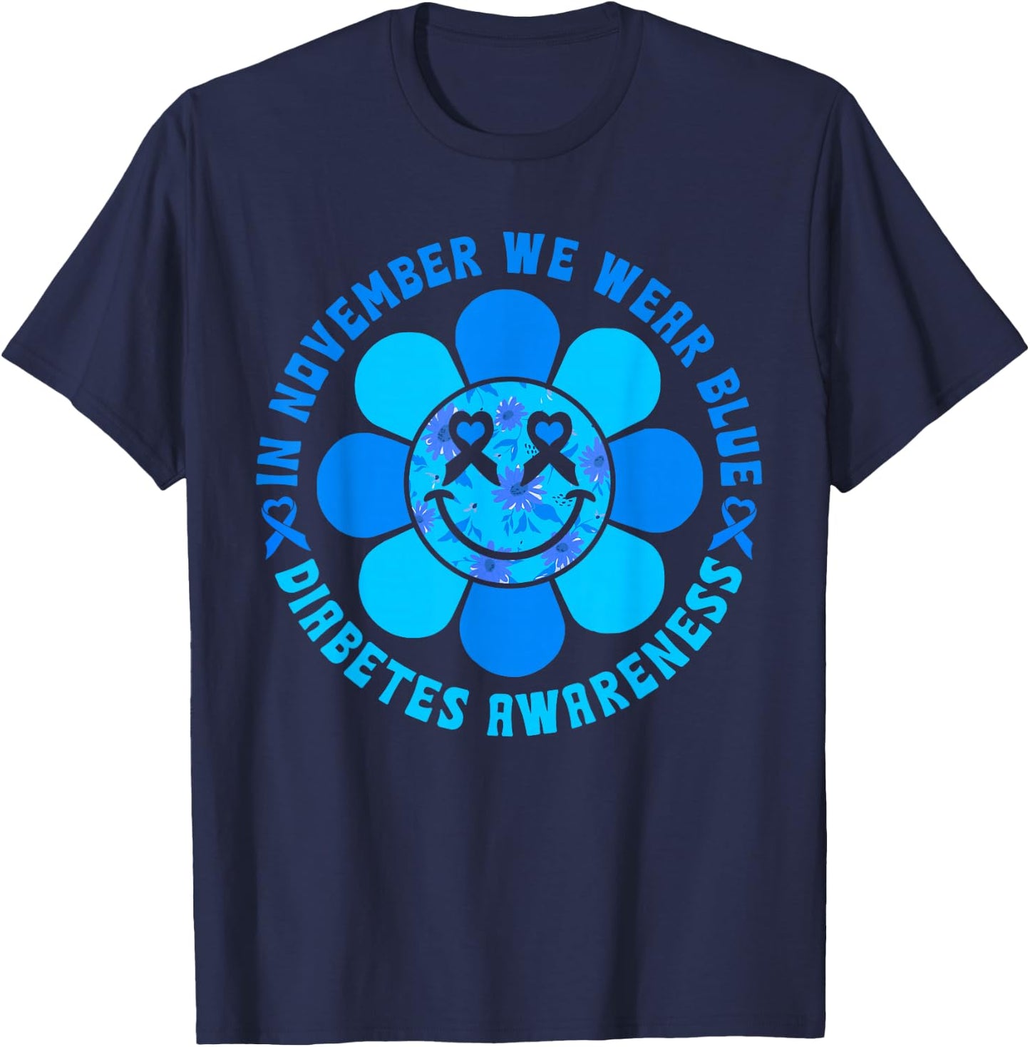 In November We Wear Blue T1D Type 1 Diabetes Awareness T-Shirt - T-Shirt | Navy