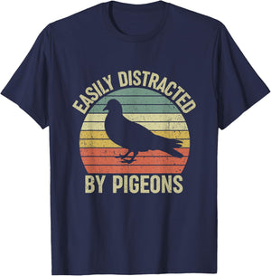 Easily Distracted by Pigeons T-Shirt - T-Shirt | Navy
