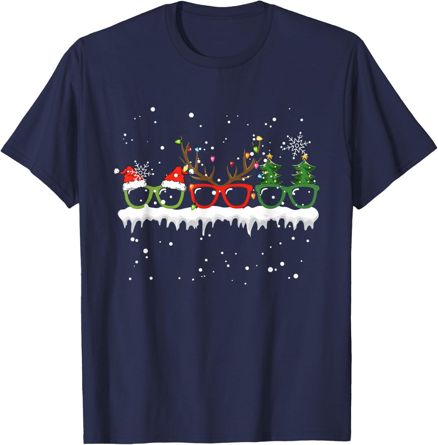 Optometrist Christmas Tree Glasses Costume Santa Optometry T-Shirt - T-Shirt | Navy