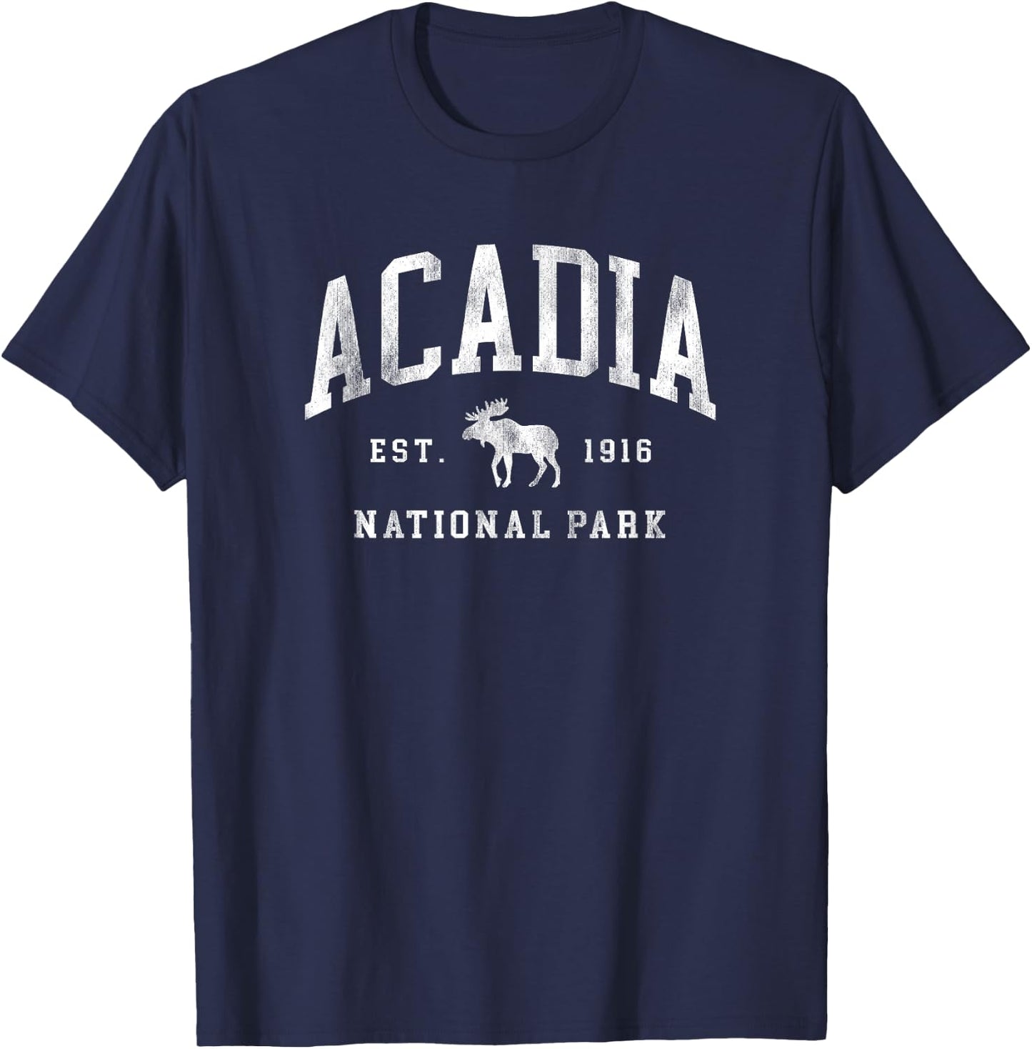 Retro Acadia National Park Maine Est 1916 Hiking T-Shirt - T-Shirt | Navy