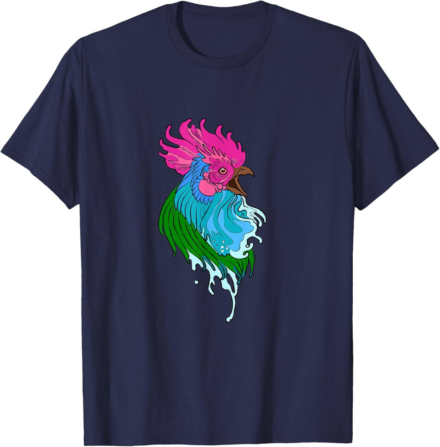 Chicken / Rooster / Cockerel / Capon / Yardbird / Angry T-Shirt - T-Shirt | Navy