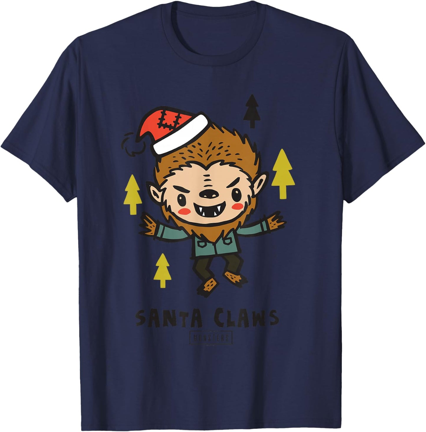 Universal Monsters The Wolf Man Santa Claws T-Shirt - T-Shirt | Navy