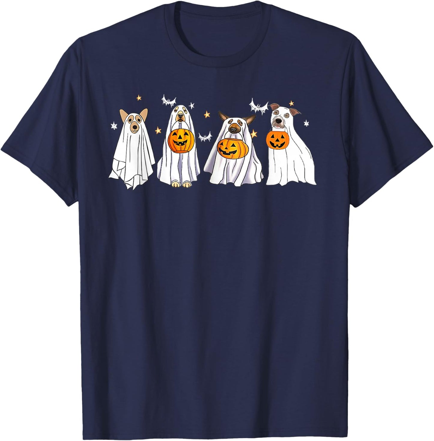 Funny Ghost Dog Halloween Costume for Dog Owners T-Shirt - T-Shirt | Navy