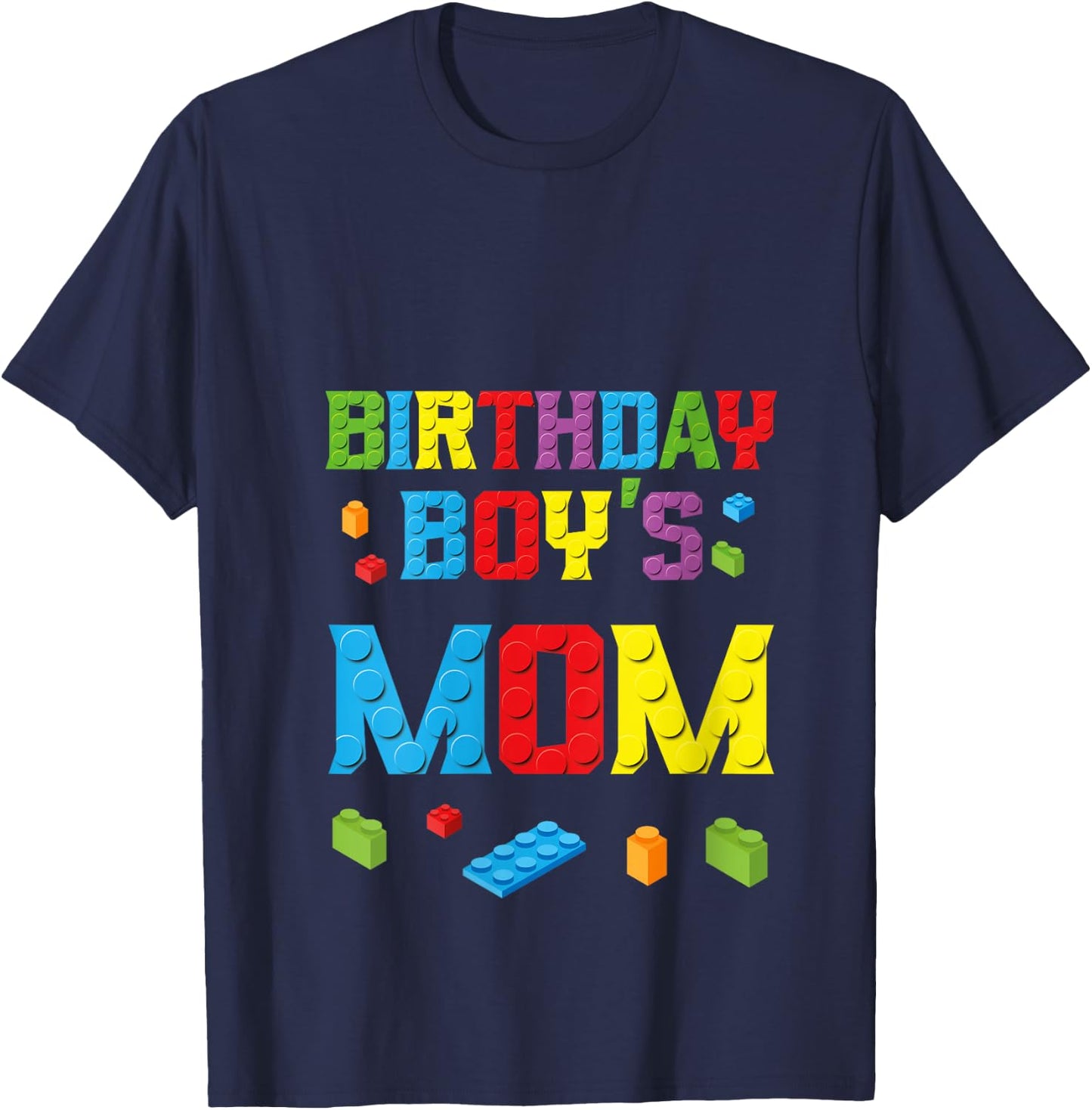 Master Builder Birthday Boy's Mom Building Bricks Blocks V-Neck T-Shirt - T-Shirt | Navy