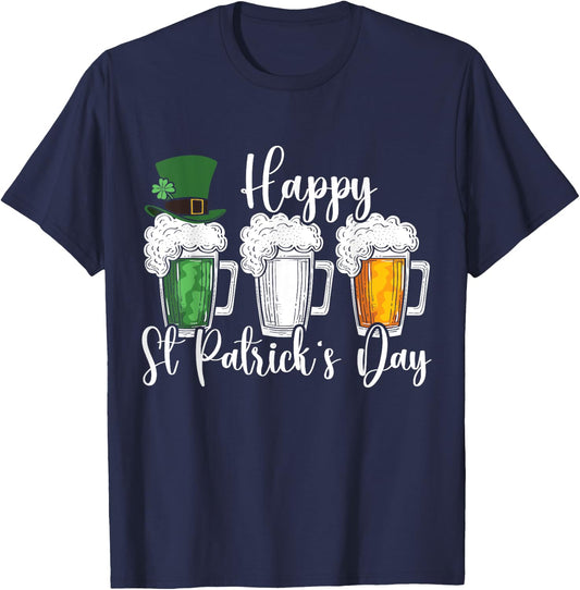 St Patrick's Day Beer Irish Flag Shamrock St. Patty's Day T-Shirt - T-Shirt | Navy