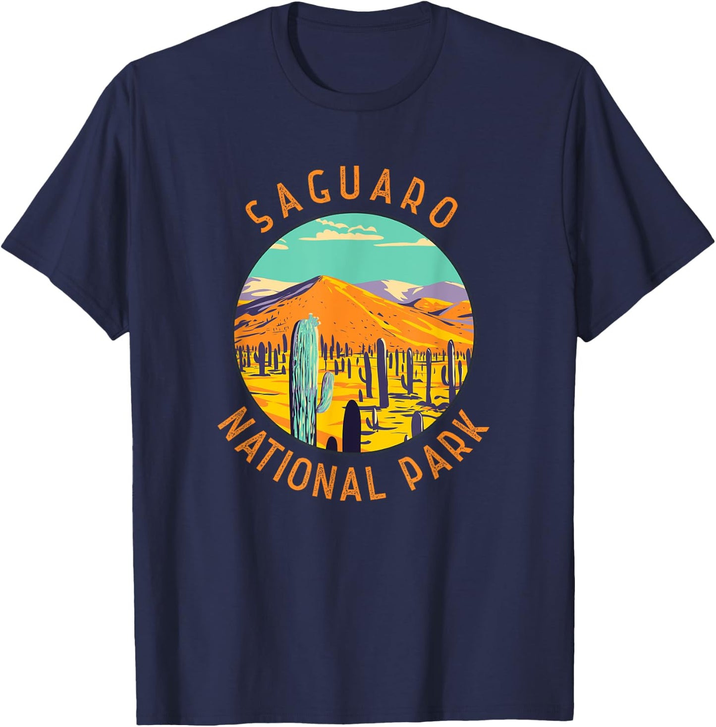 Saguaro National Park Cacti Distressed Circle T-Shirt - T-Shirt | Navy