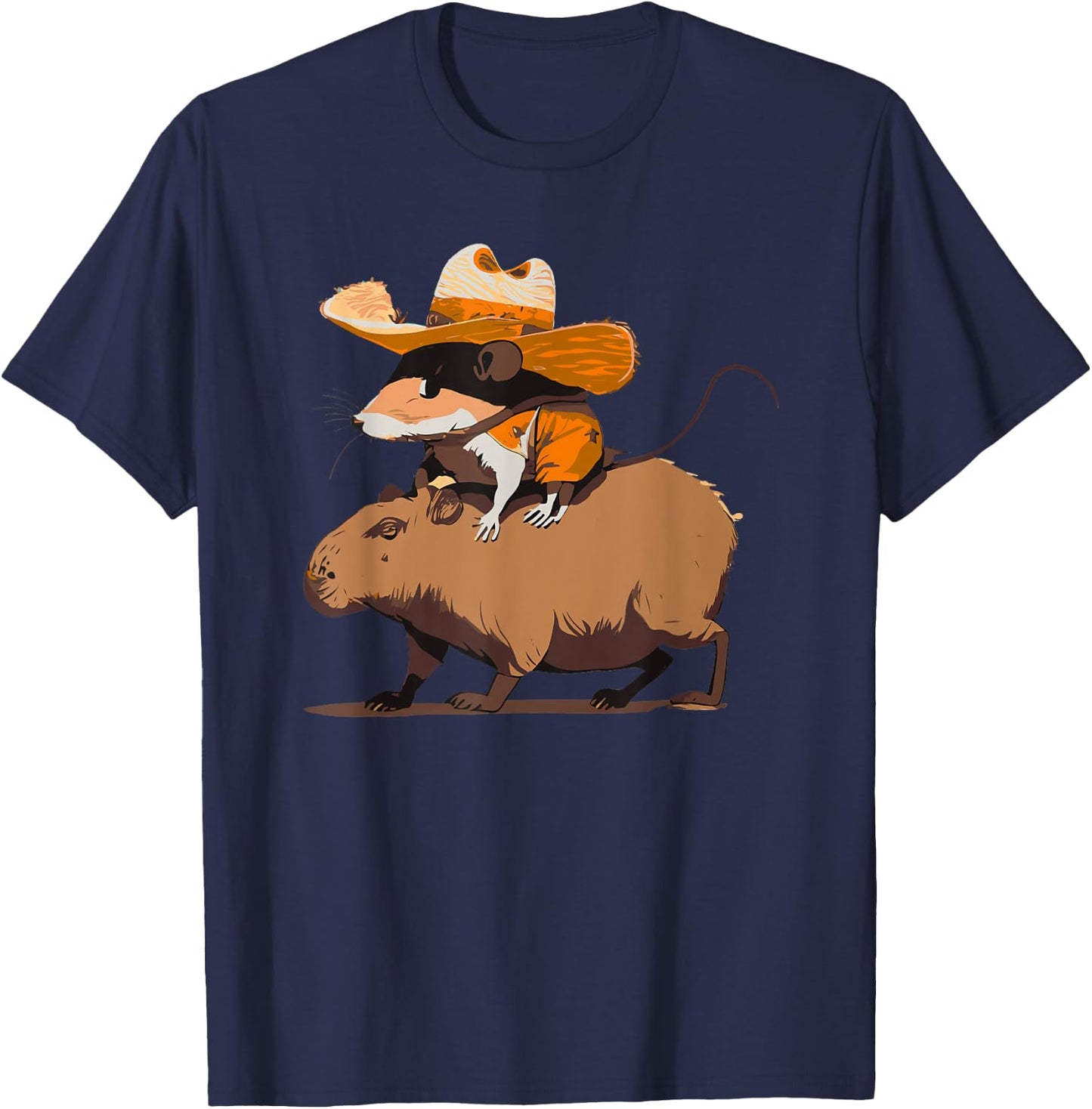 Funny Capybara Cowboy Cowgirl Rodent Mouse Western Country T-Shirt - T-Shirt | Navy