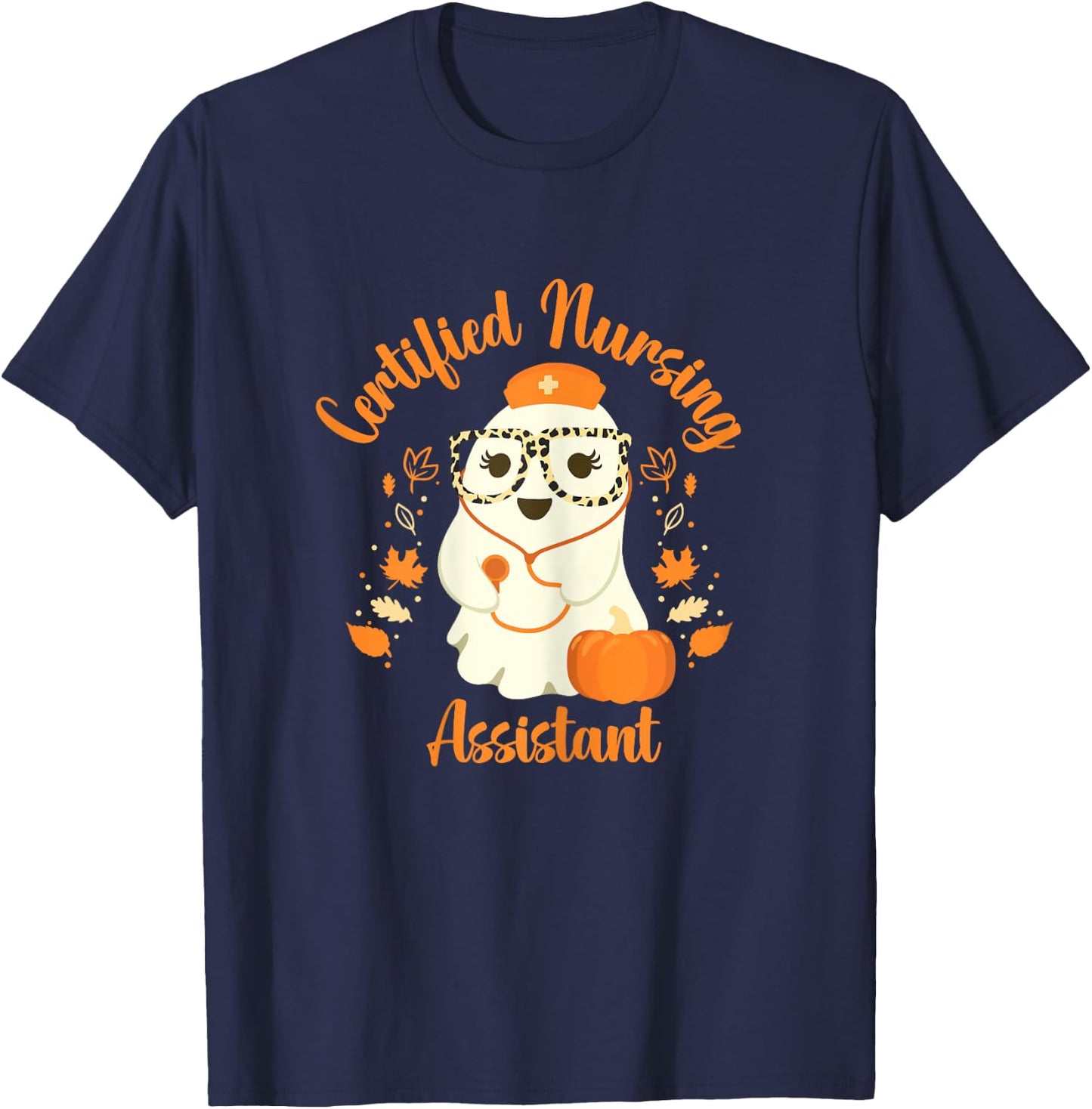 Certified Nursing Assistant CNA Ghost Halloween Nurse T-Shirt - T-Shirt | Navy