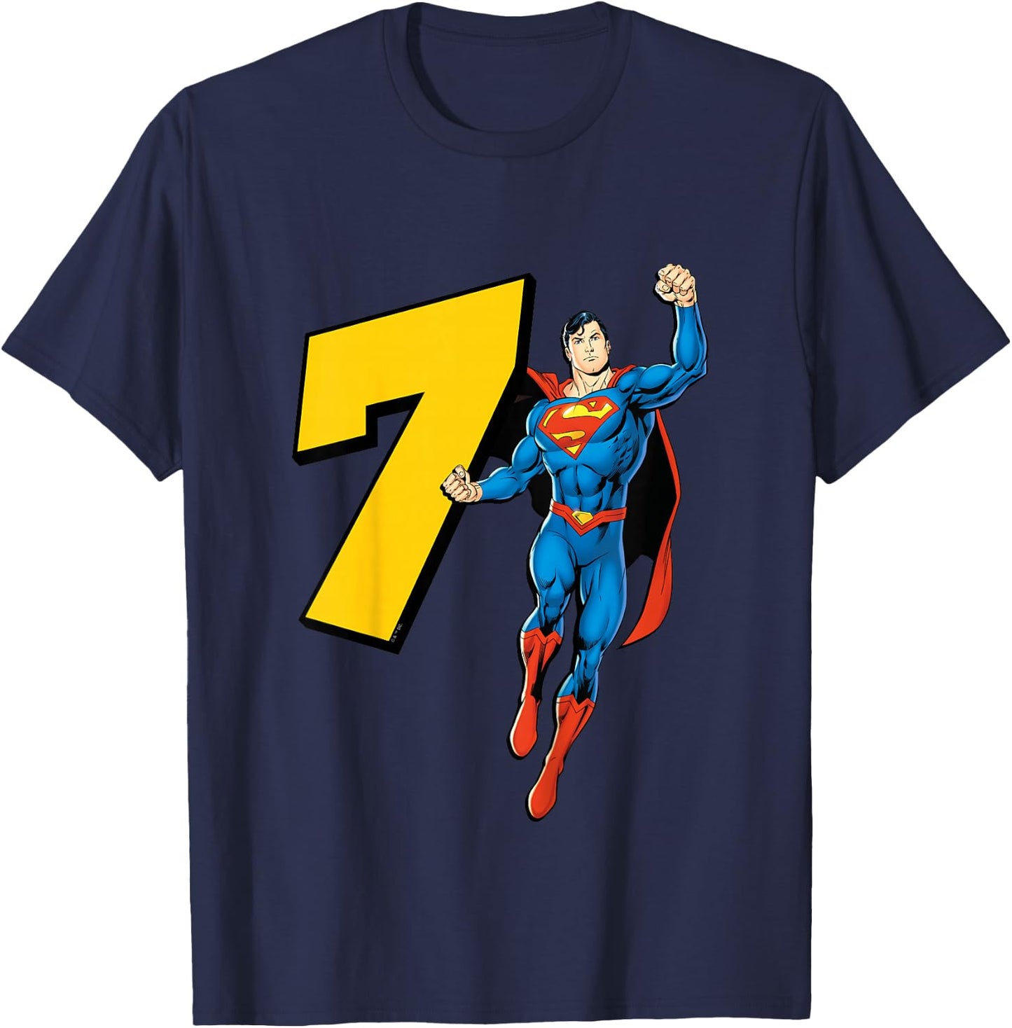 Kids Superman Super Hero 7th Birthday T-Shirt - T-Shirt | Navy