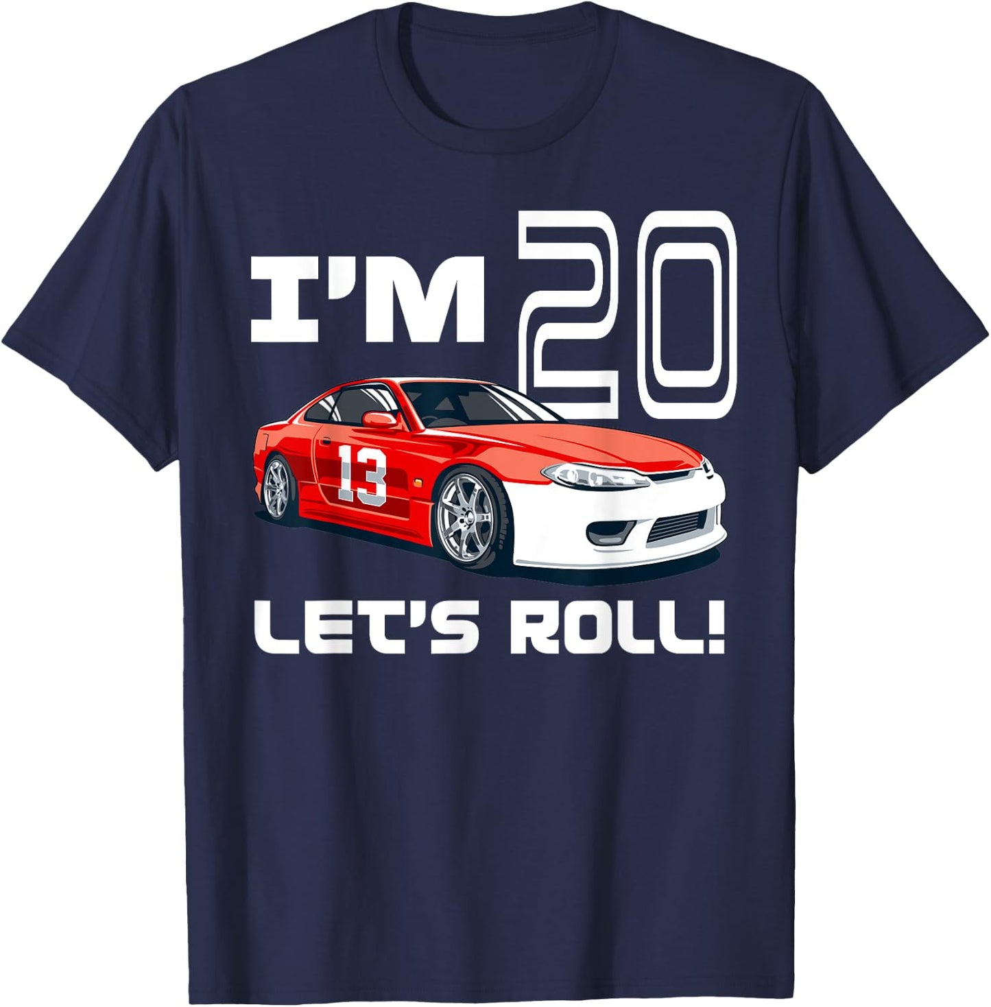 Race Car 20th Birthday Boy Racecar Racing 20 Year Old & T-Shirt - T-Shirt | Navy