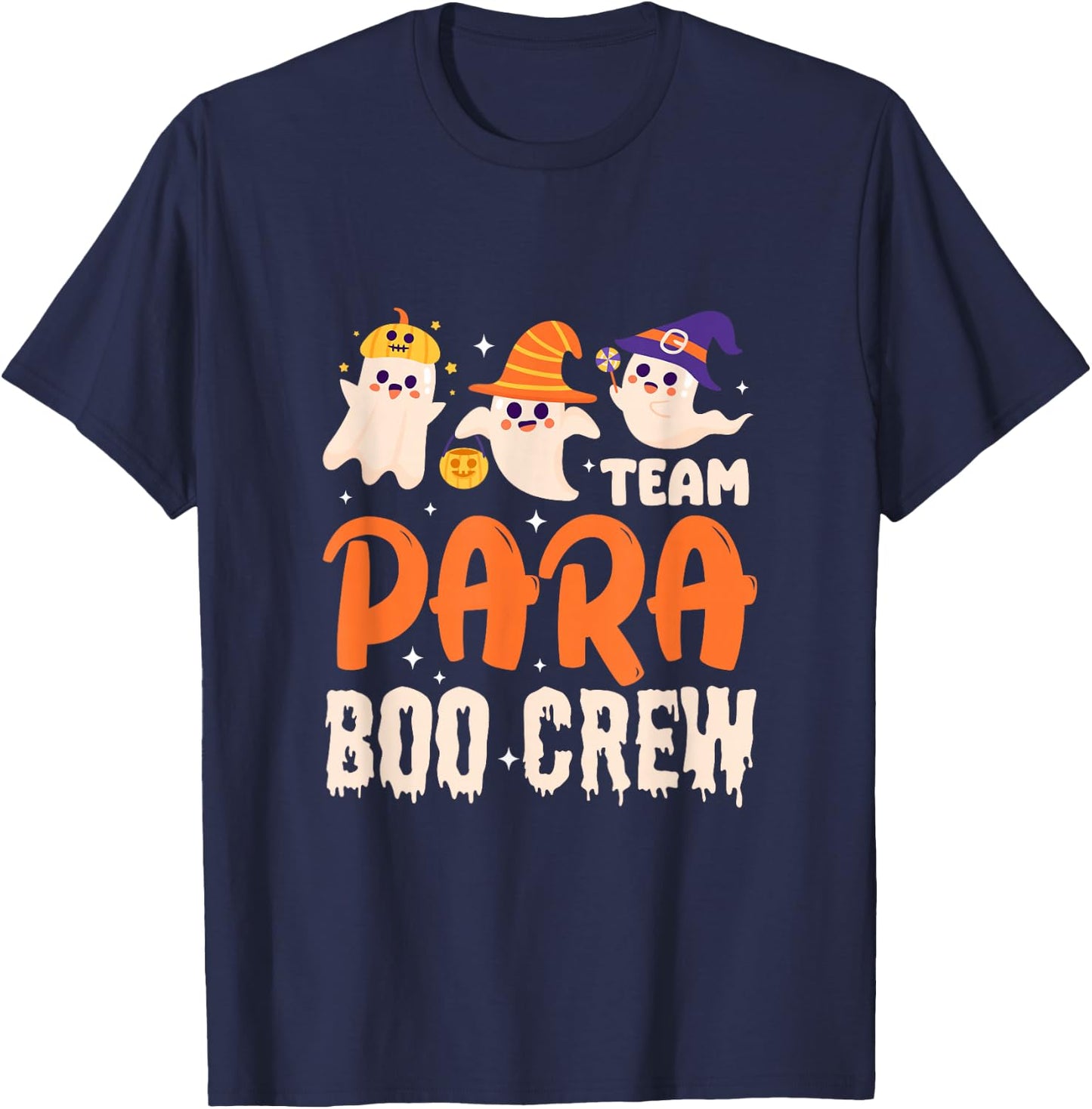 Team Para Boo Crew Paraprofessional Ghost Halloween T-Shirt - T-Shirt | Navy