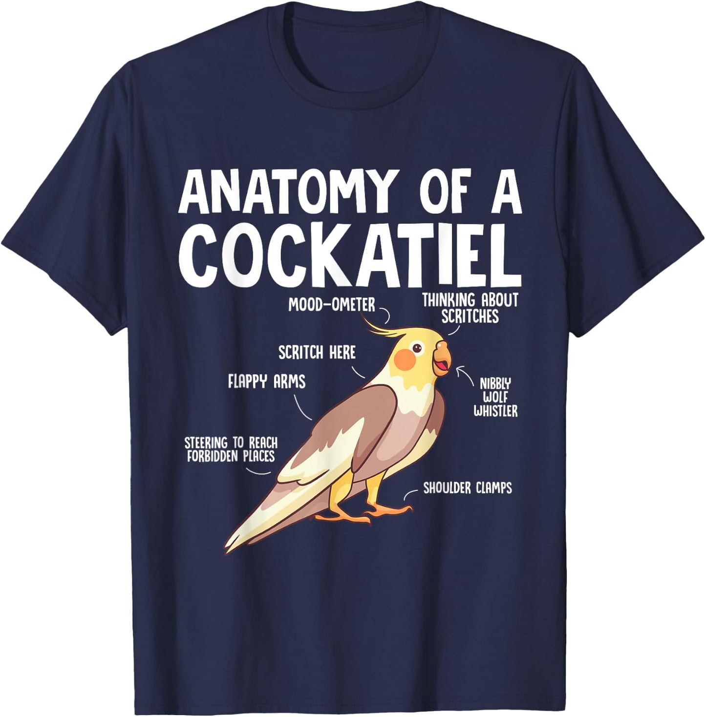 Cockatiel Parrot Bird Anatomy Of A Cockatiel T-Shirt - T-Shirt | Navy