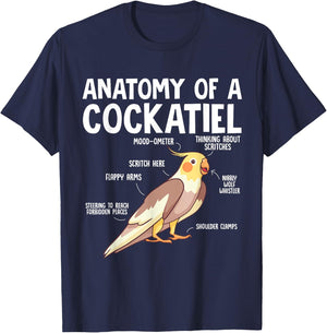 Cockatiel Parrot Bird Anatomy Of A Cockatiel T-Shirt - T-Shirt | Navy