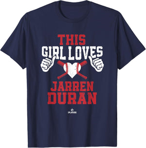 This Girl Loves Jarren Duran Jarren Duran Boston MLBPA T-Shirt - T-Shirt | Navy