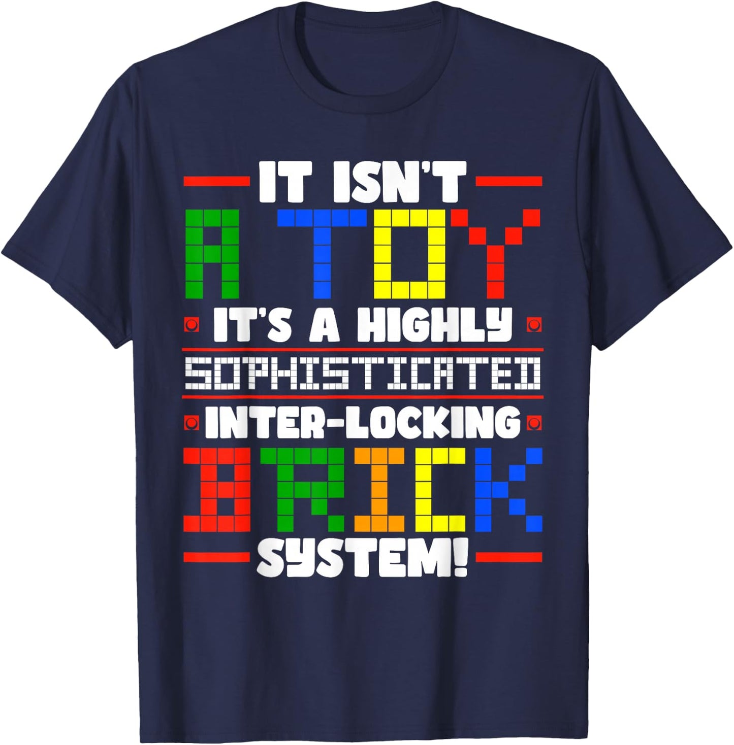 Master Builder Bricks Blocks Play Toys T-Shirt - T-Shirt | Navy