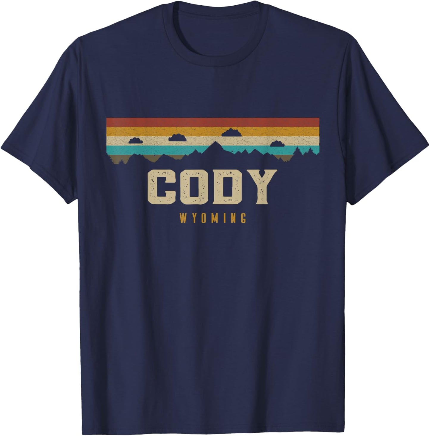 Cody Wyoming Vintage Mountains Hiking Camping Retro T-Shirt - T-Shirt | Navy