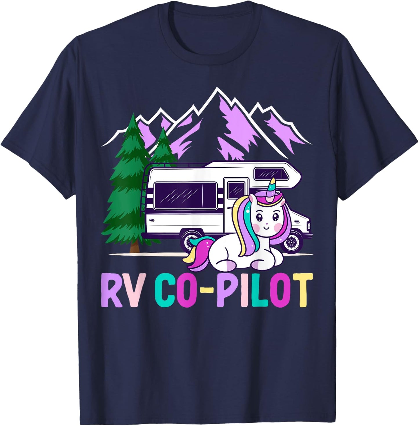 Rv Co-Pilot Rv Driver Rv Camper Rv Camping Girl T-Shirt - T-Shirt | Navy