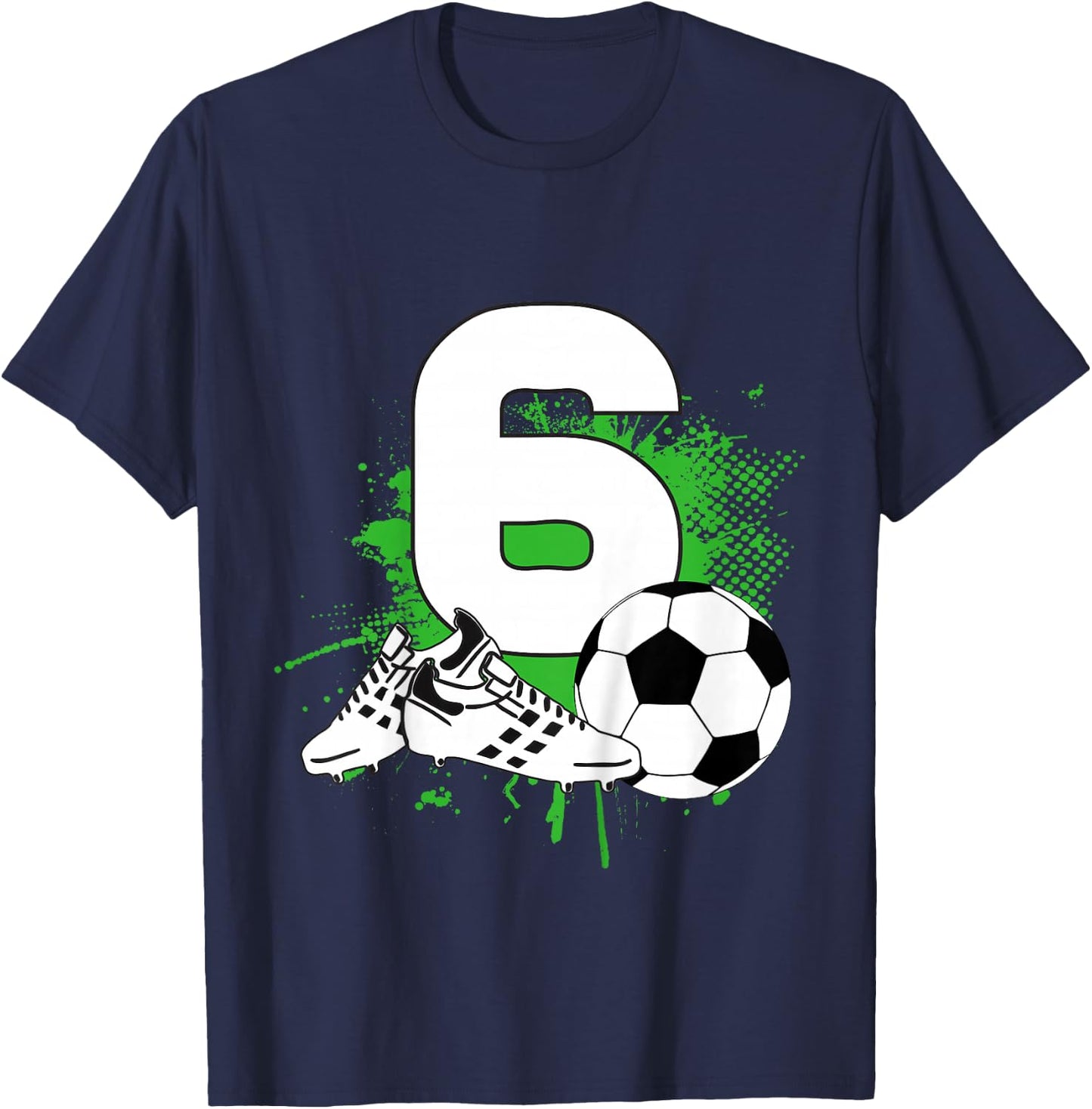 6th Birthday Boys 6 Years Soccer Football Player Birthday T-Shirt - T-Shirt | Navy