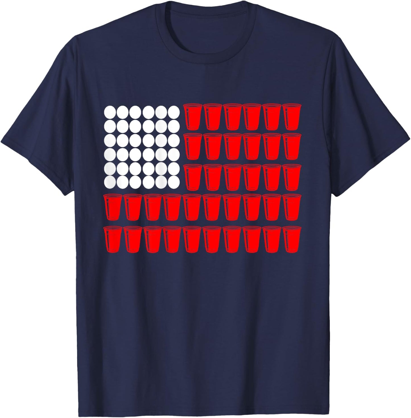 Beer Pong Flag | Drinking Game T-Shirt - T-Shirt | Navy