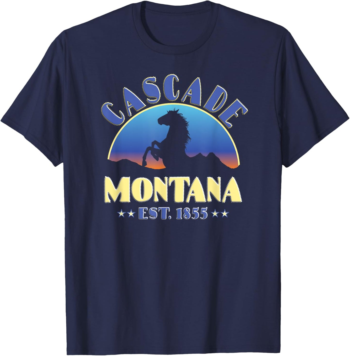 Cascade Montana MT Wild Horse T-Shirt - T-Shirt | Navy