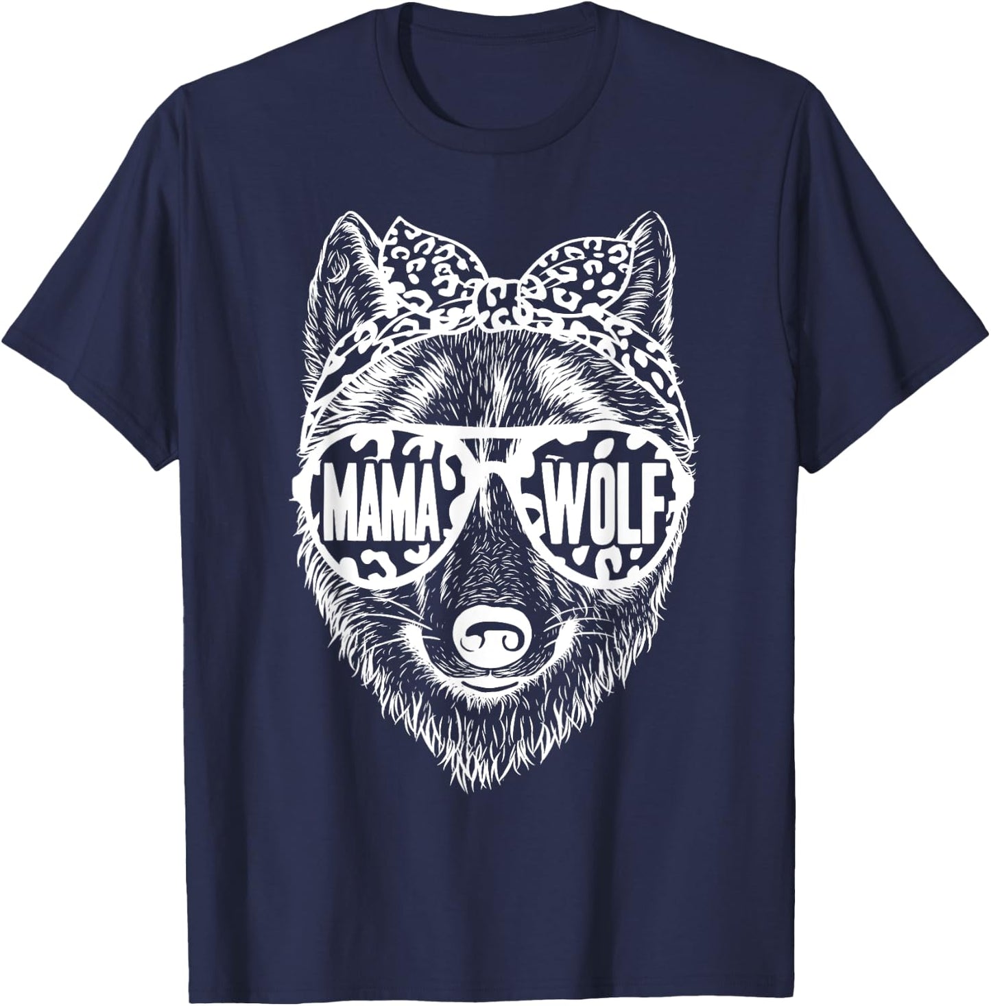 Mama Wolf Face Sunglasses For Mom Mommy on Mother's Day T-Shirt - T-Shirt | Navy