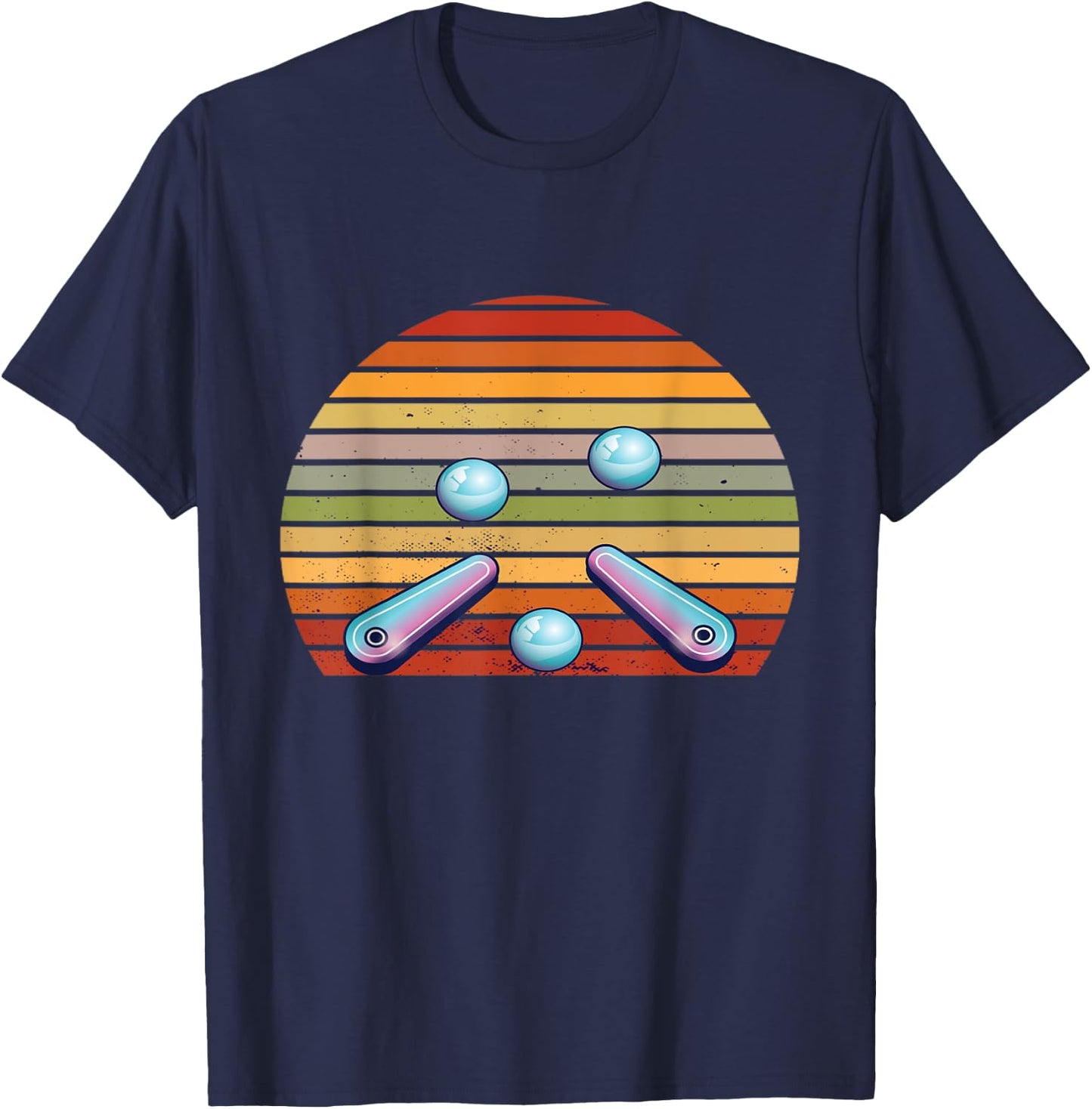 Retro Flipping Machine Pinball Game Flipper Ball Pinball T-Shirt - T-Shirt | Navy
