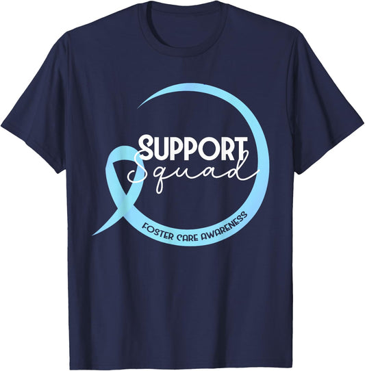 Foster Care Awareness Blue Ribbon Support Squad T-Shirt - T-Shirt | Navy