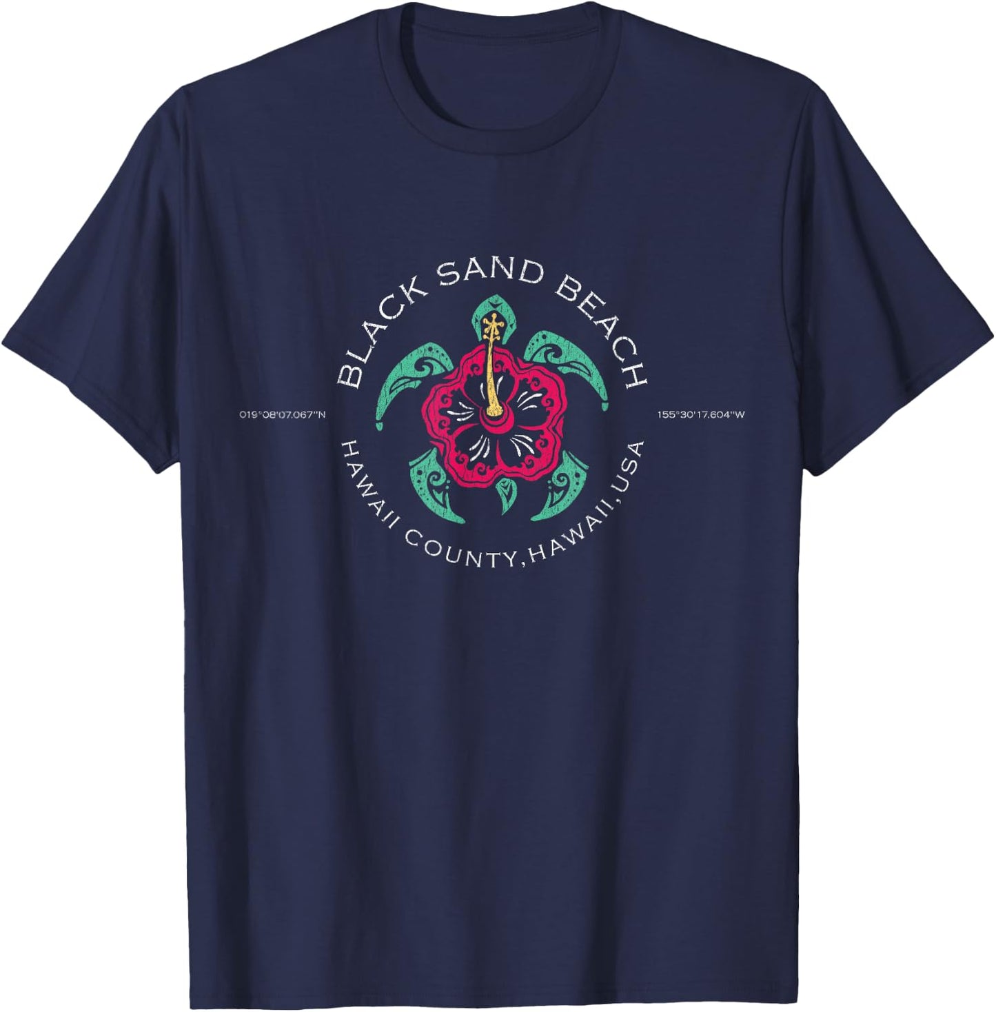 Black Sand Beach Hawaii Cute Vintage Souvenir T-Shirt - T-Shirt | Navy